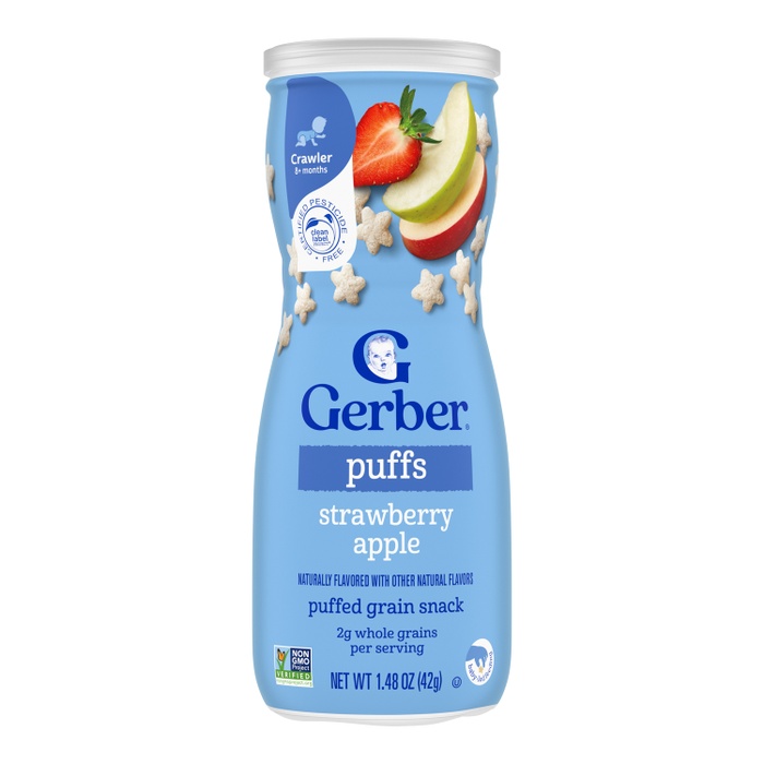 Bánh ăn dặm Gerber Puffs Vị Dâu Táo