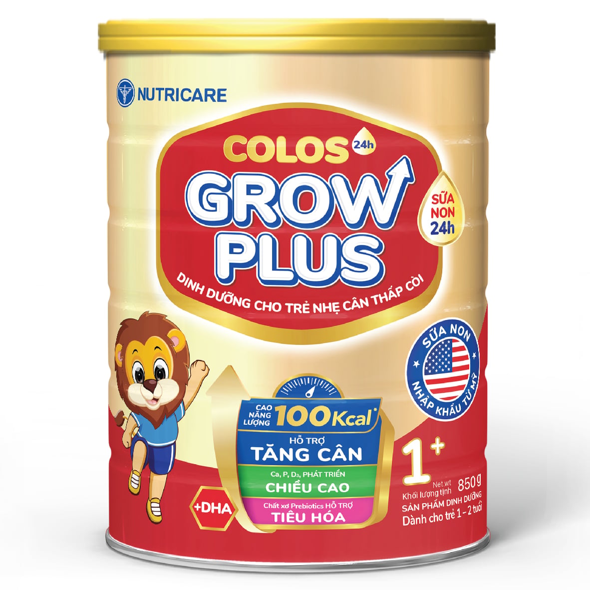 Sữa Nutricare Colos Grow Plus 1+ 850g Cho Trẻ Thấp Còi 1-2 Tuổi