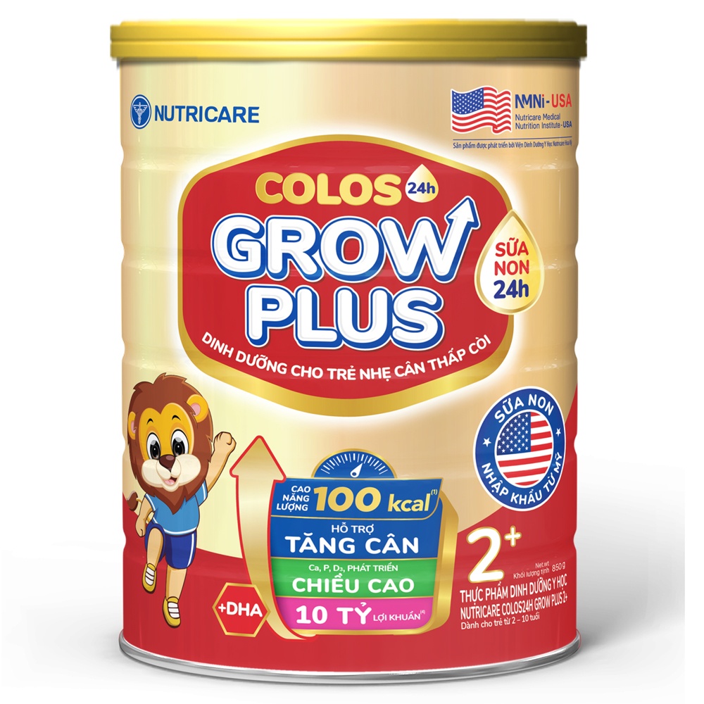 Sữa Nutricare Colos Grow Plus 2+ 850g Cho Trẻ Thấp Còi 2-10 Tuổi