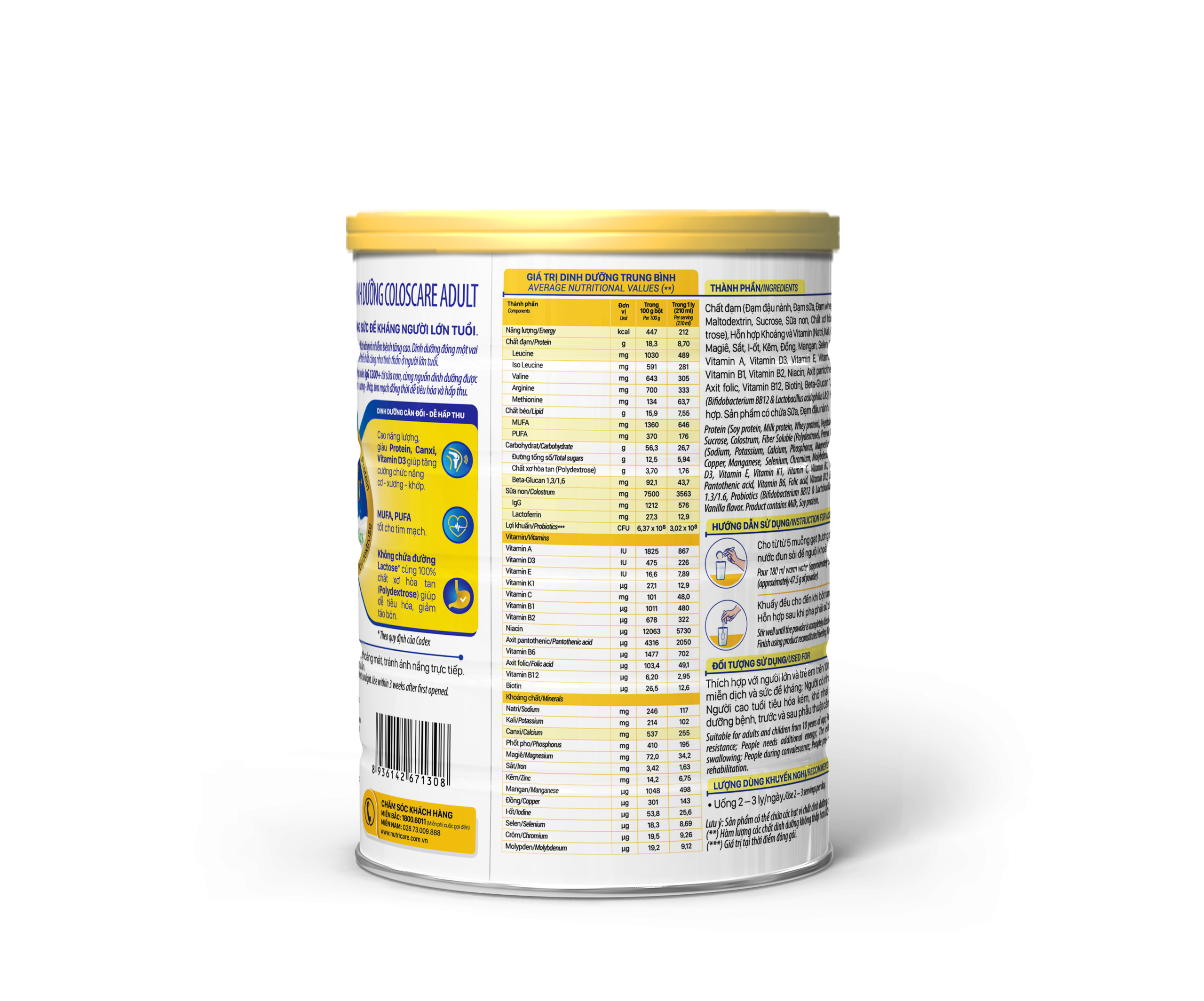 Sữa Nutricare ColosCare Adult 800g Cho Người Lớn