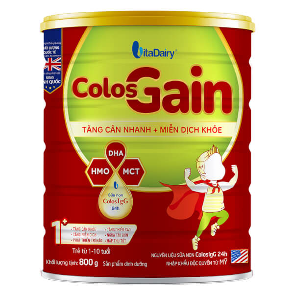 Sữa Colos Gain 1+ 800g Cho Bé 1-2 Tuổi Suy Dinh Dưỡng, Thấp Còi