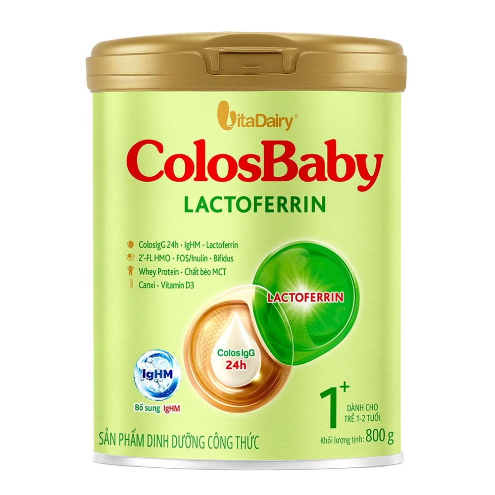SPDD công thức ColosBaby Lactoferrin 1+ 800g (1-2 tuổi) Phù hợp bé sính mỗ