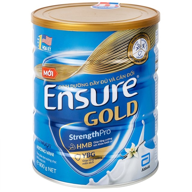 Sữa bột Ensure Gold Hương Vani Ít Ngọt 800g