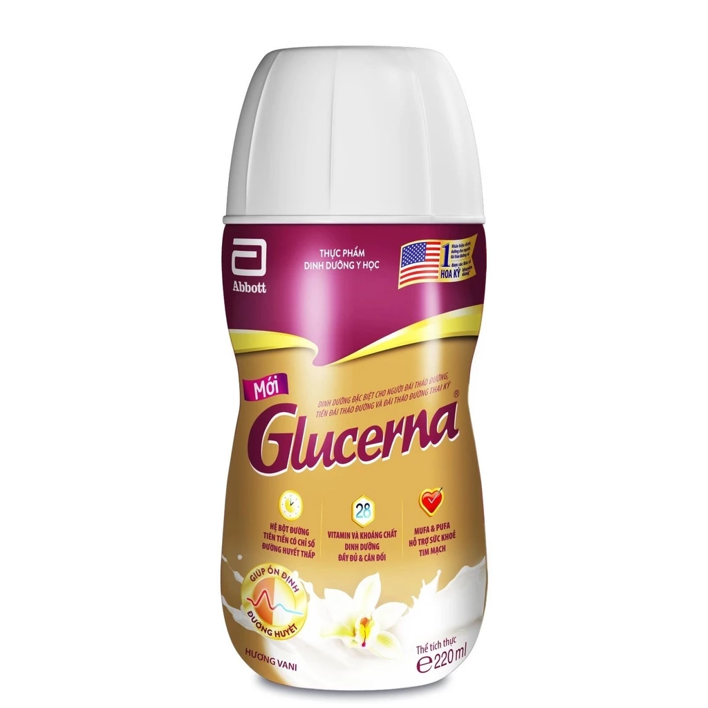 Sữa Glucerna Abbott hương vani bổ sung dinh dưỡng đặc biệt cho người đái tháo đường 220ml