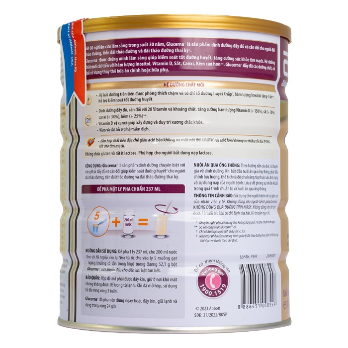 Sữa Bột Abbott Glucerna Hương Vani Dành Cho Người Đái Tháo Đường Và Tiền Đái Tháo Đường - 800g
