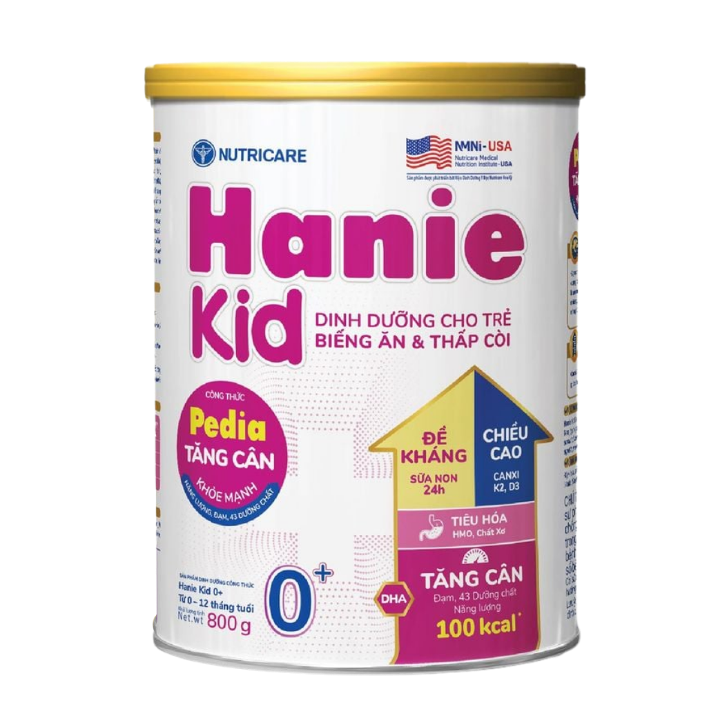Sữa Bột HANIE KID 0+ Nutricare Cho Bé Suy Dinh Dưỡng Biếng Ăn Lon 800g (0-12 Tháng)