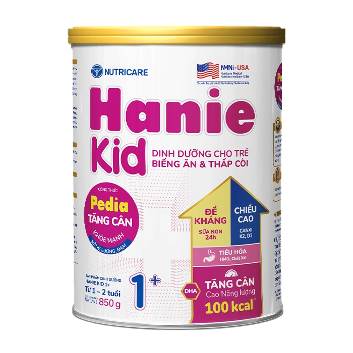 Sữa Bột HANIE KID 1+ Nutricare Cho Bé Suy Dinh Dưỡng Biếng Ăn Lon 800g (1-2 Tuổi)