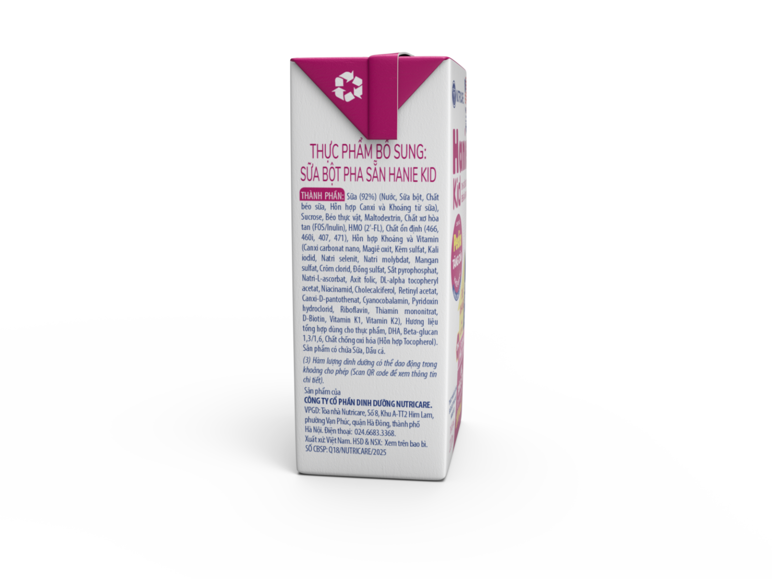 Thùng 48 Hộp Sữa Pha Sẵn Hanie Kid Hộp 110ml (Cho Bé Trên 1 Tuổi)