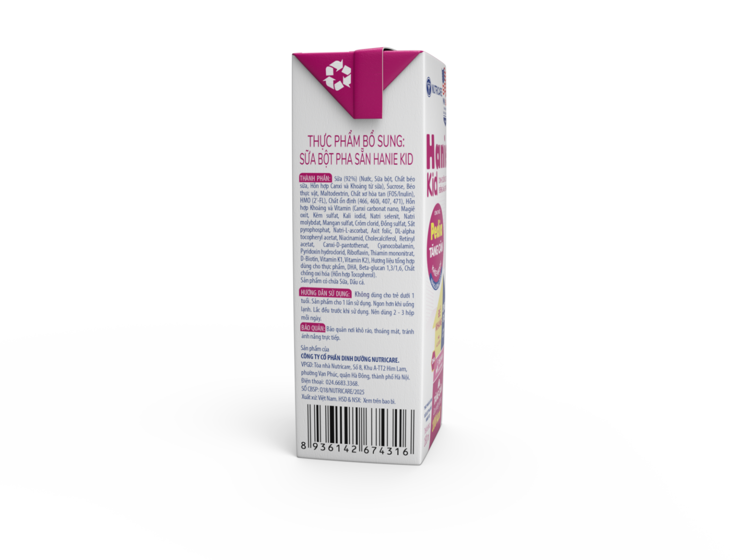 Thùng 48 Hộp Sữa Pha Sẵn Hanie Kid Hộp 180ml (Cho Bé Trên 1 Tuổi)