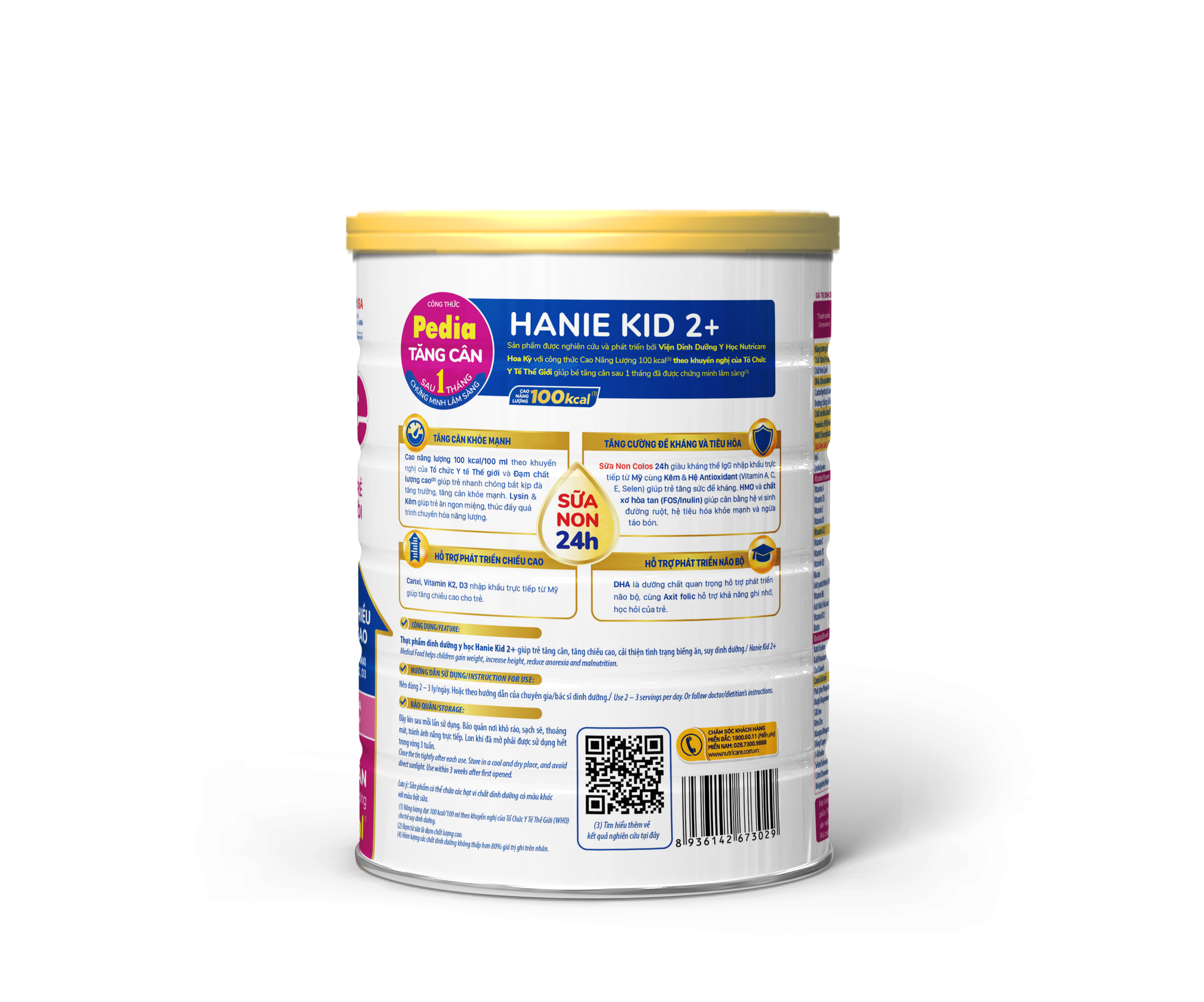 Sữa Bột HANIE KID 2+ Nutricare Cho Bé Suy Dinh Dưỡng Biếng Ăn Lon 800g (Trên 2 Tuổi)
