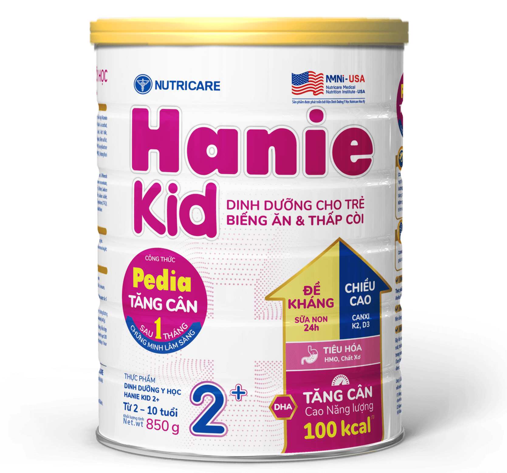 Sữa Bột HANIE KID 2+ Nutricare Cho Bé Suy Dinh Dưỡng Biếng Ăn Lon 800g (Trên 2 Tuổi)