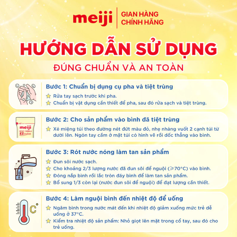 Sữa bột Meiji Infant Formula Ezcube hộp 4 thanh (0 - 12 tháng)