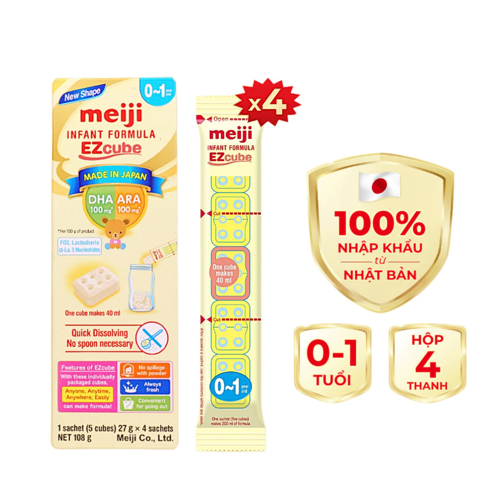 Sữa bột Meiji Infant Formula Ezcube hộp 4 thanh (0 - 12 tháng)