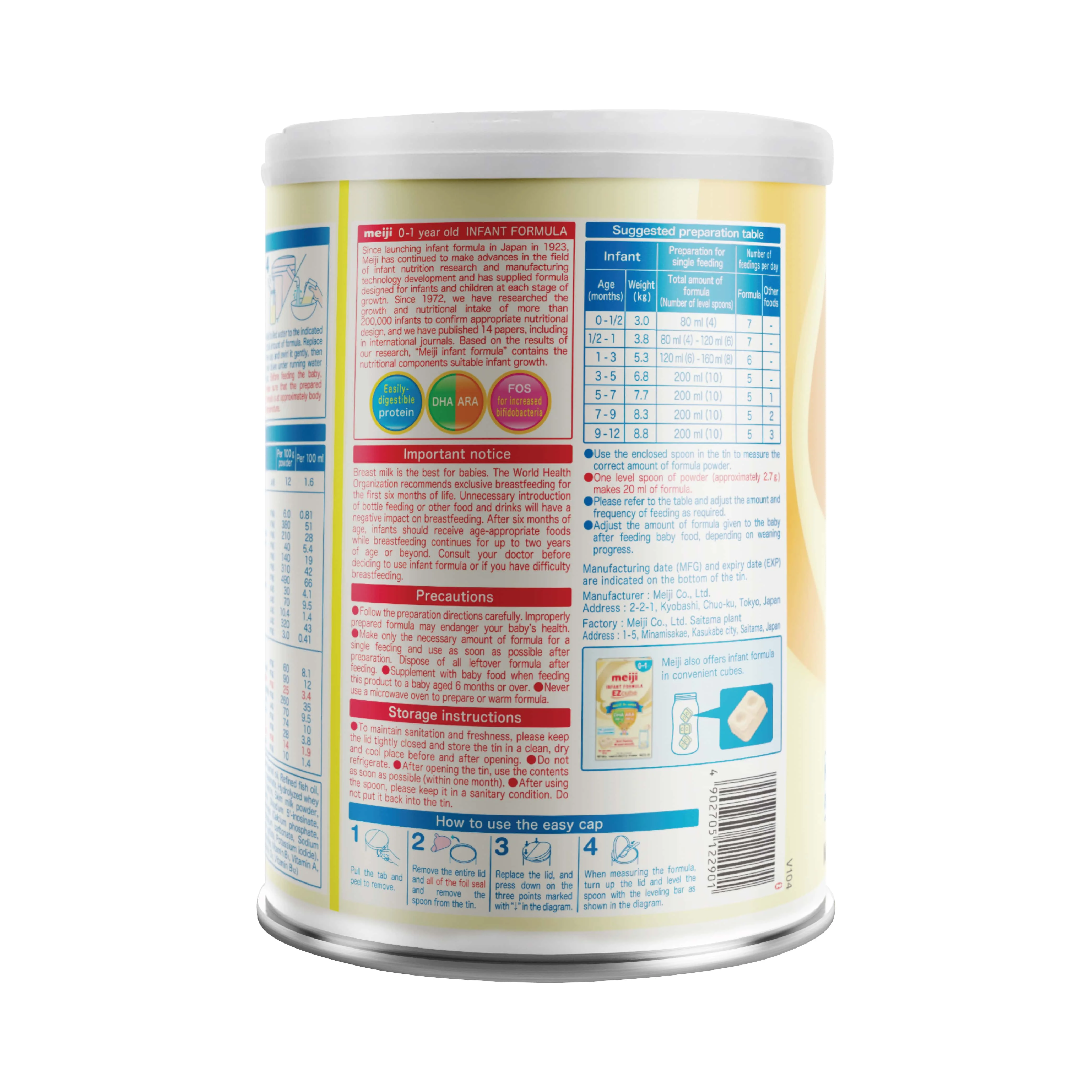 Sữa Bột Meiji Infant Formula Lon 800g (0 - 12 tháng)