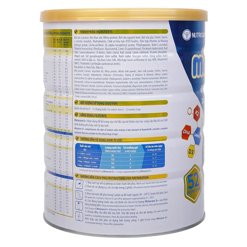 Sữa MetaCare Eco Xanh 1+ 800g Cho Bé 1-2 Tuổi