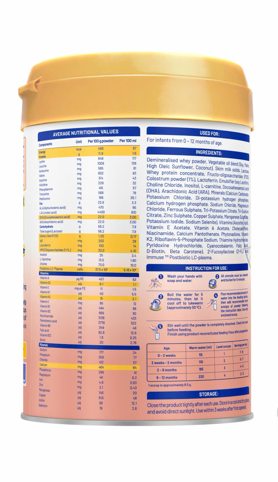 Nutricare Metacare Colos Lactoferrin Plus 0+ 800g – Chuẩn Dinh Dưỡng Từ Úc (0-12 Tháng)