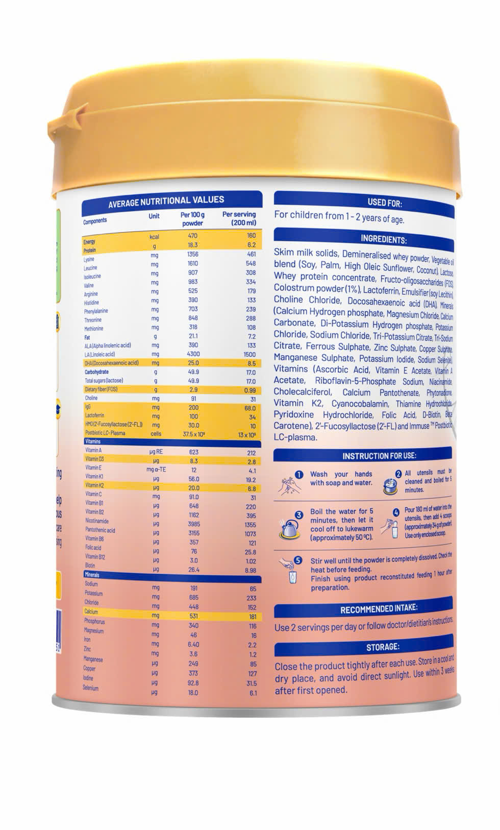 Nutricare Metacare Colos Lactoferrin Plus 1+ 800g – Dinh Dưỡng Cao Cấp Từ Úc Cho Trẻ 1-2 Tuổi