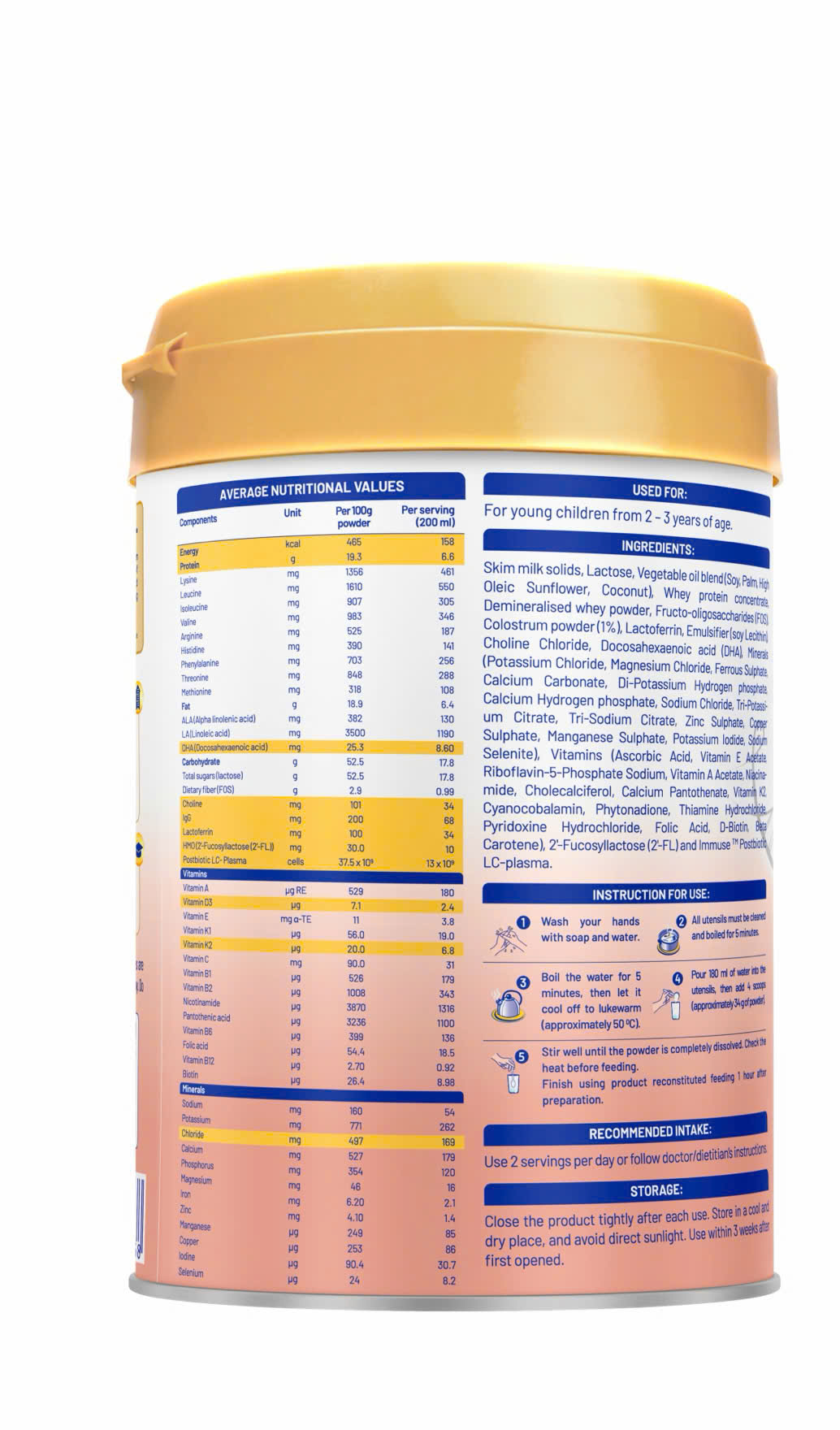 Nutricare Metacare Colos Lactoferrin Plus 2+ 800g – Dinh Dưỡng Chuẩn Úc Cho Trẻ 2-3 Tuổi