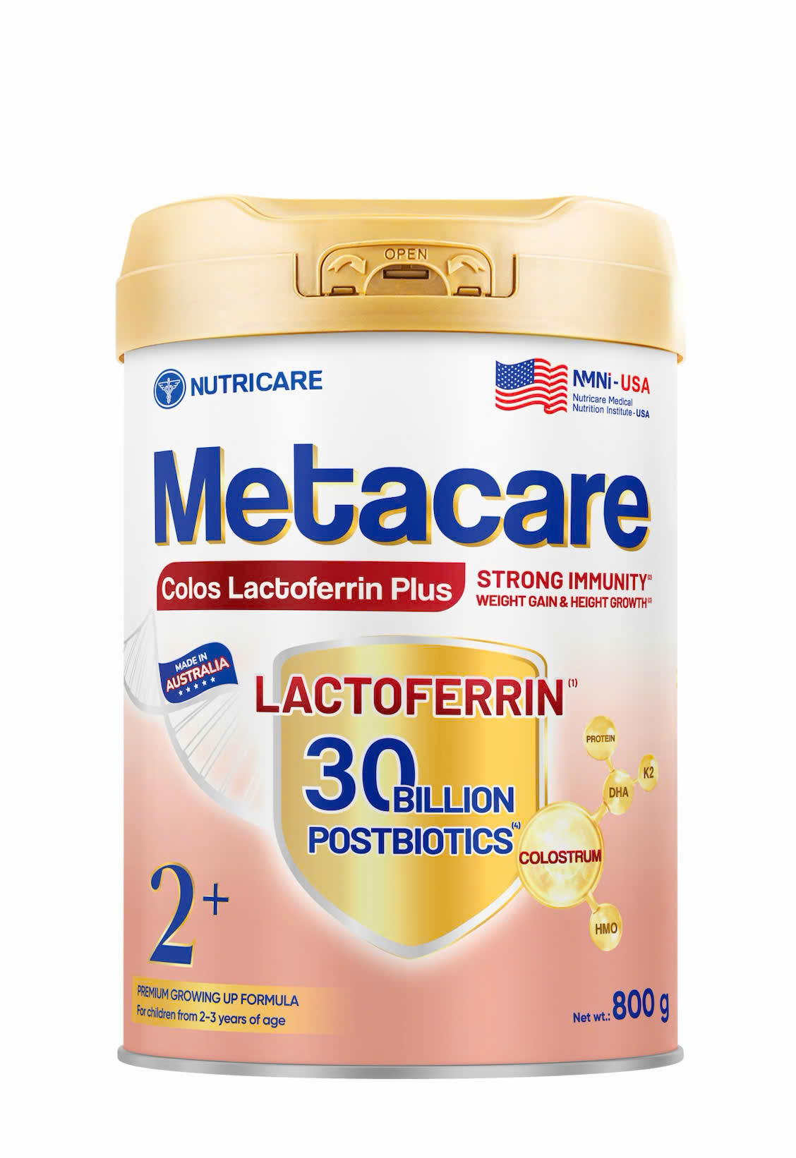 Nutricare Metacare Colos Lactoferrin Plus 2+ 800g – Dinh Dưỡng Chuẩn Úc Cho Trẻ 2-3 Tuổi