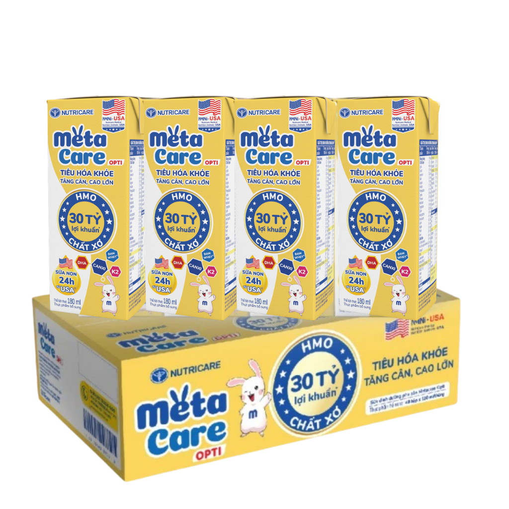 Thùng 48 Hộp Sữa Pha Sẵn MetaCare Opti Vàng 180ml Cho Bé Trên 1 Tuổi