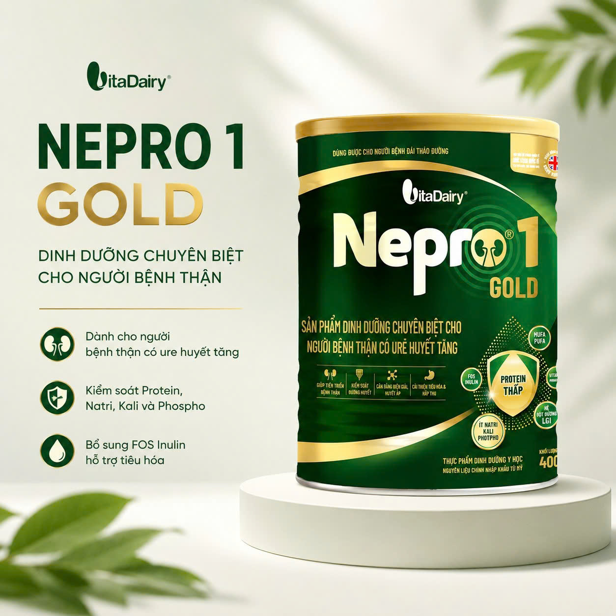 Sữa bột dinh dưỡng NEPRO 1 GOLD bổ sung dinh dưỡng cho bệnh nhân thận (400g)