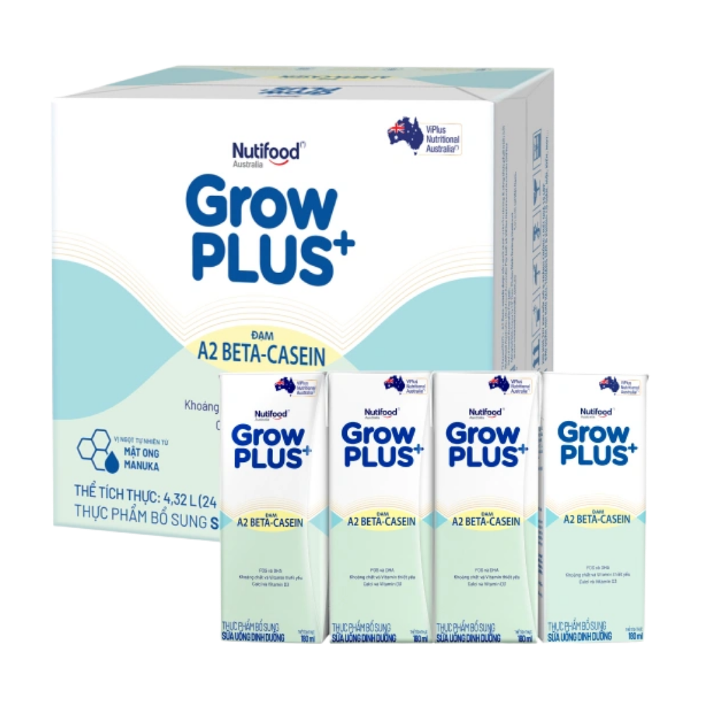 Thùng 24 Hộp Sữa Pha Sẵn GrowPLUS+ Bạc Đạm A2 180ml