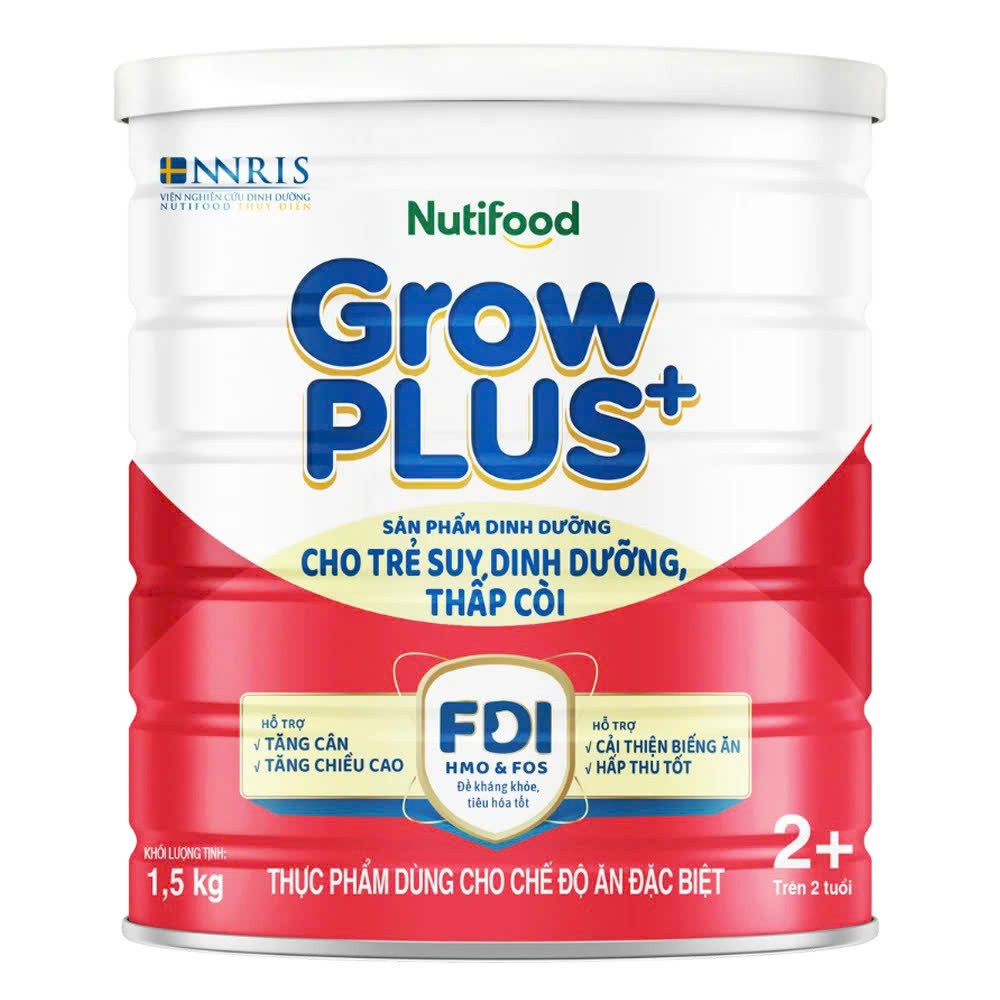 Sữa Nutifood GrowPLUS+ Đỏ 2+ 1,5kg – Giúp Bé Trên 2 Tuổi Tăng Cân, Cao Lớn