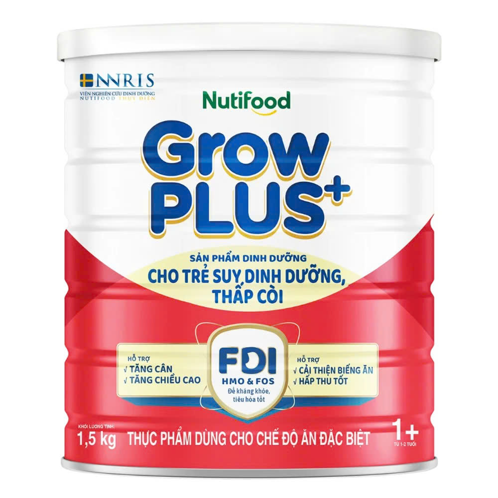 Sữa Nutifood GrowPLUS+ Đỏ 1+ 1,5kg Cho bé 1-2 Tuổi – Giúp Bé Suy Dinh Dưỡng Tăng Cân