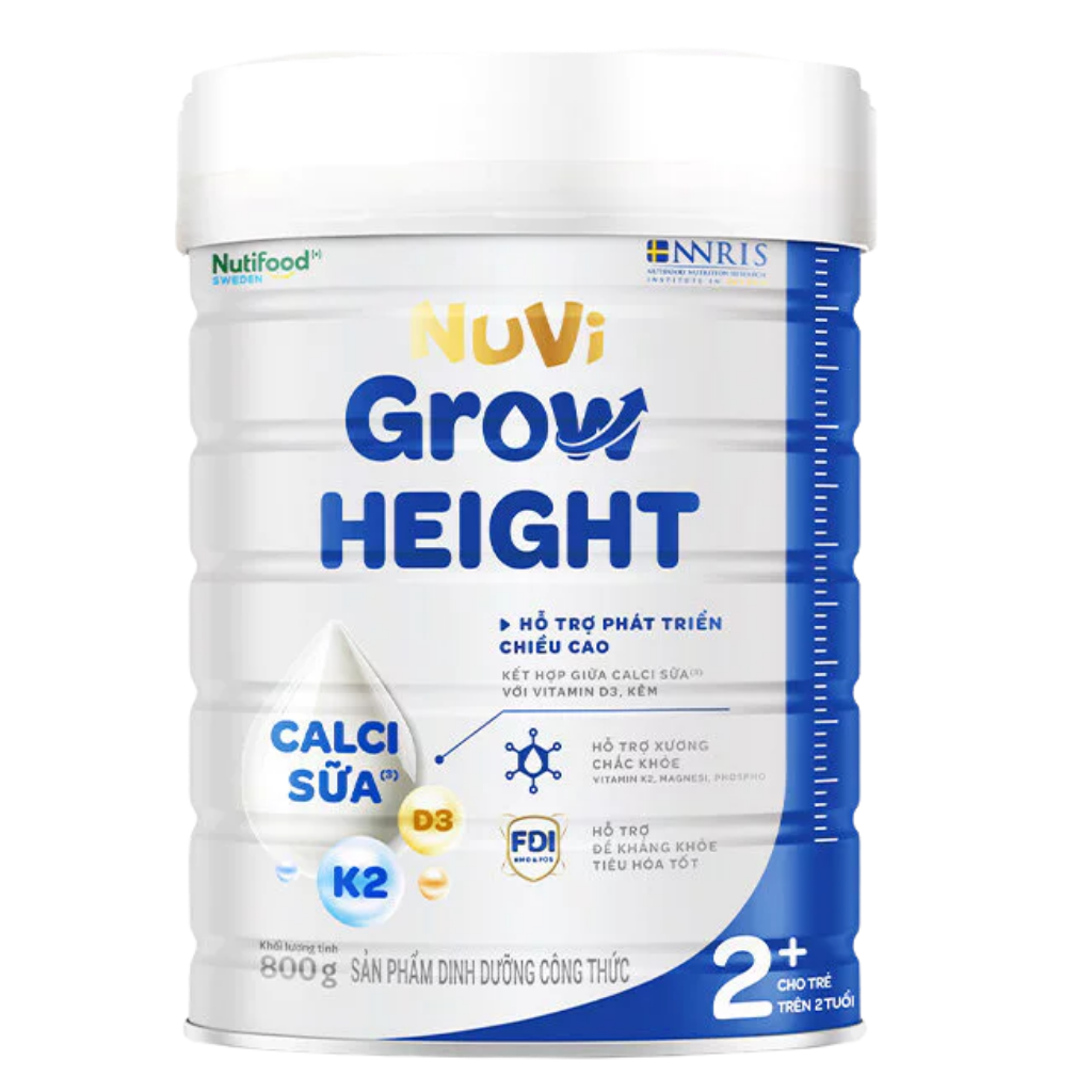 Sữa Bột Nuvi Grow Height phát triển chiều cao Trên 2 tuổi Lon 800g