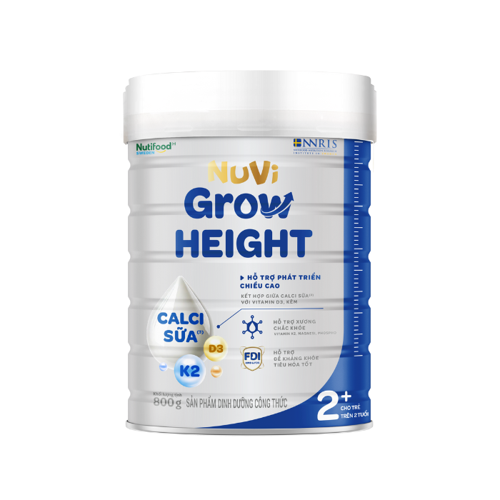 Sữa Bột Nuvi Grow Height phát triển chiều cao Trên 2 tuổi Lon 800g