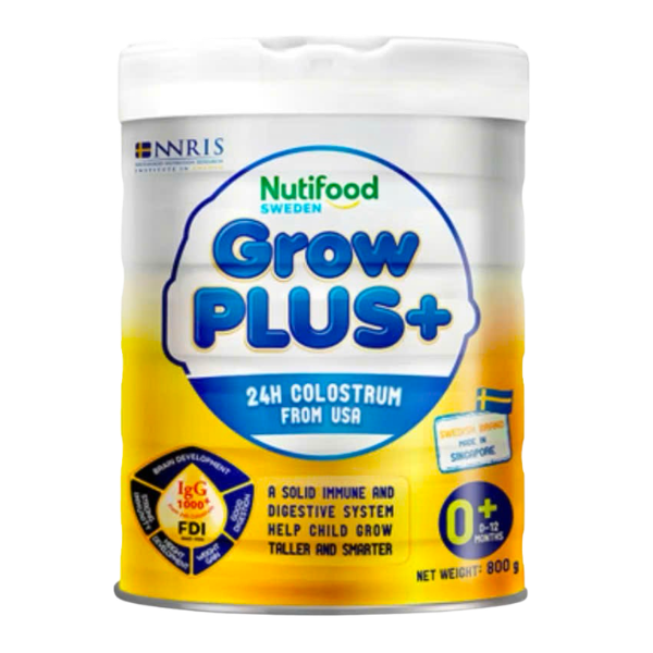 Sữa Nutifood GrowPLUS+ Vàng Colos Immunel 0+ 800g – Đề Kháng Khỏe, Tiêu Hóa Tốt