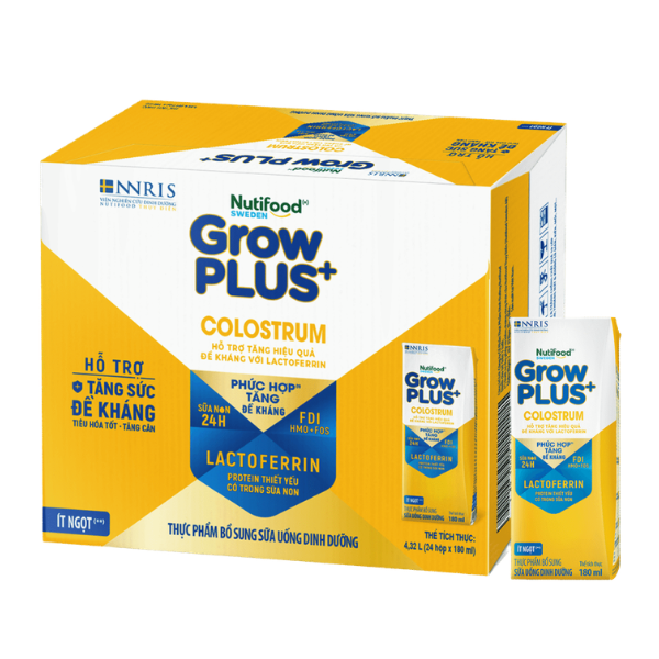 Thùng 24 Hộp Sữa Nước GrowPLUS+ Lactoferrin 180ml – Tăng Đề Kháng