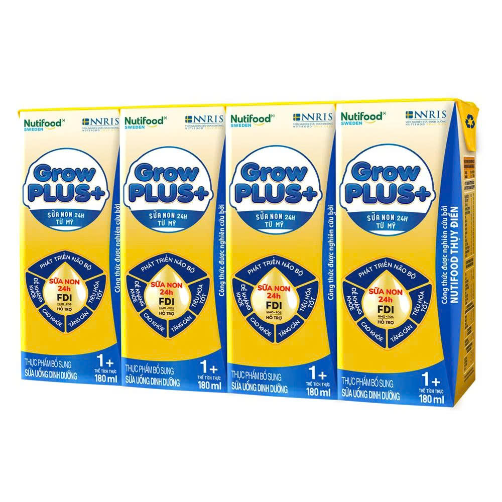 Thùng 48 Hộp Sữa Nước GrowPLUS+ Vàng Sữa Non 180ml – Tăng Đề Kháng