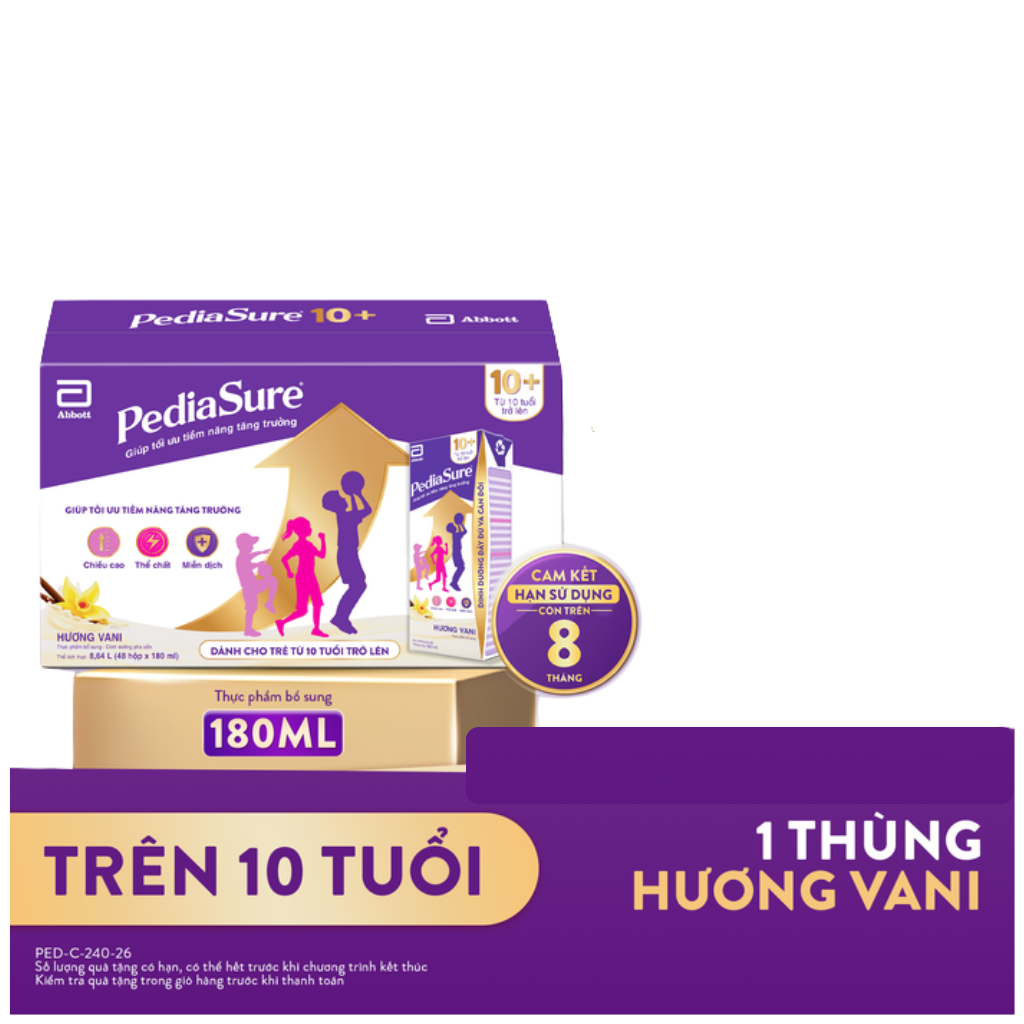 Thùng sữa pha sẵn Pediasure 10+ hộp 180ml cho trẻ trên 10 tuổi
