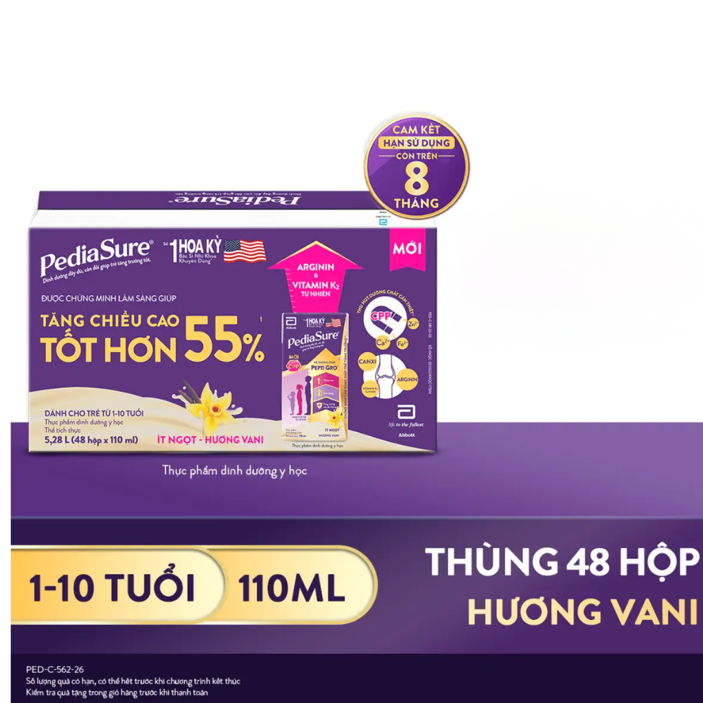Thùng sữa Pediasure hộp pha sẵn 110ml cho trẻ 1-10 tuổi