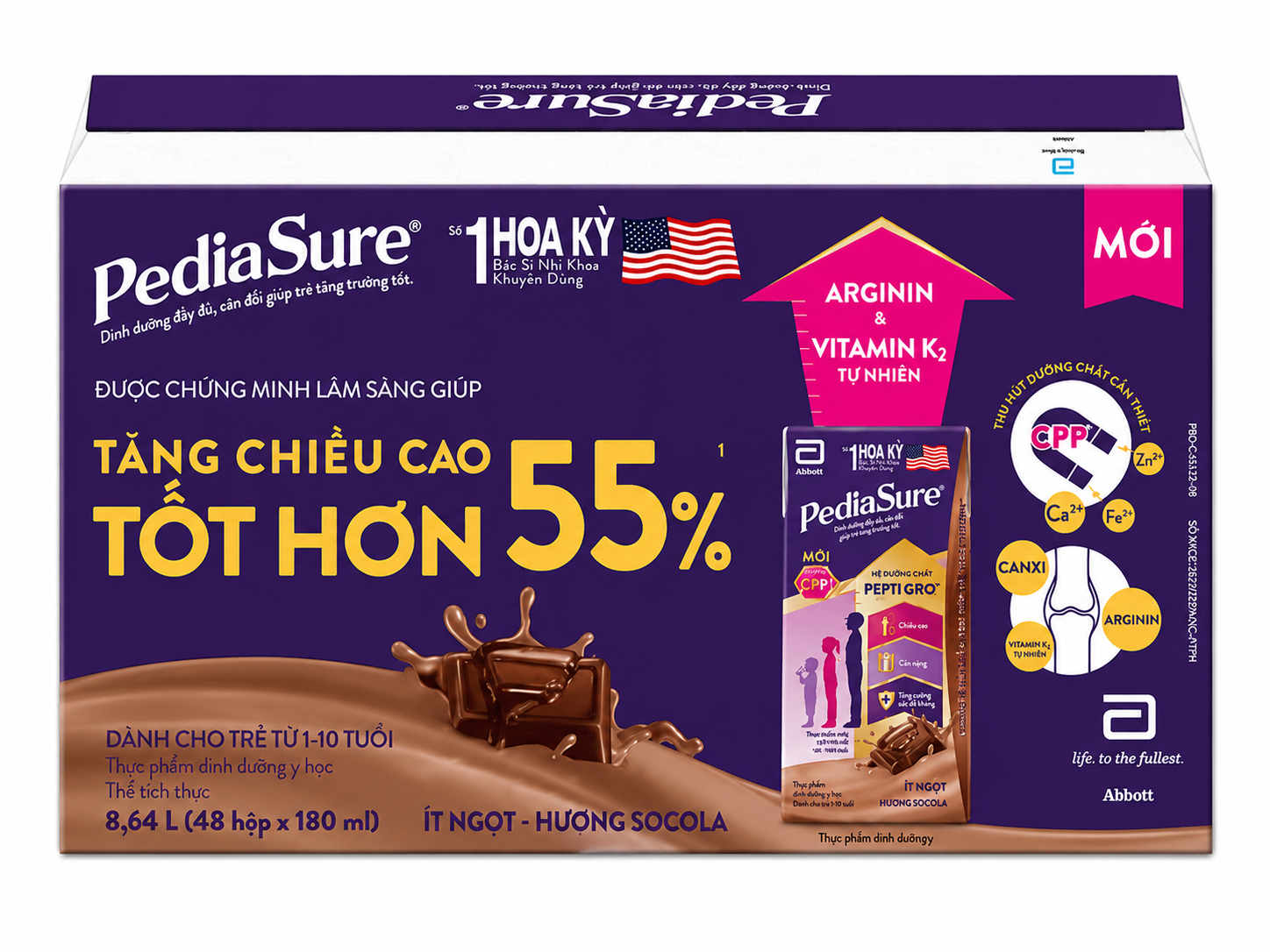 Thùng 48 Hộp Sữa Pha Sẵn PediaSure Socola 180ml