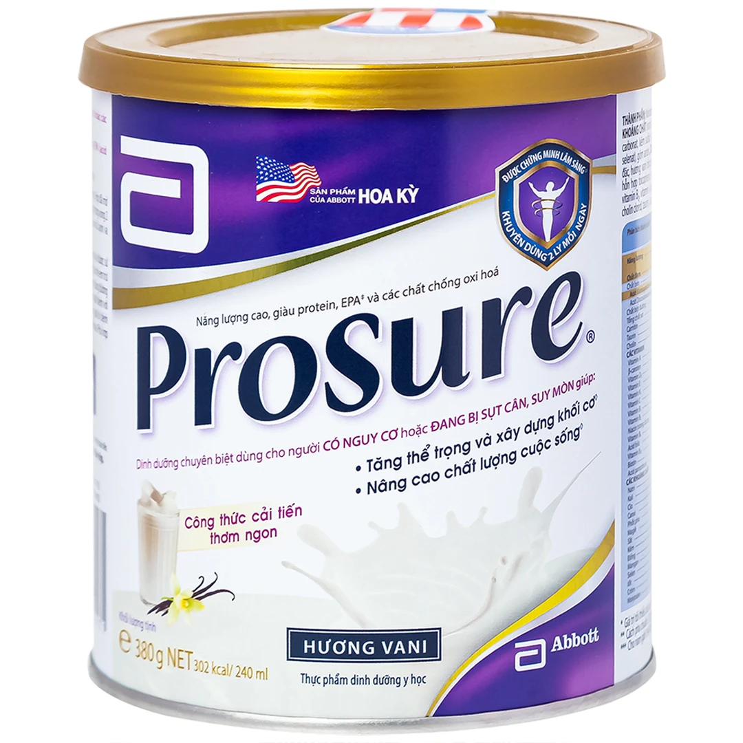 Sữa ProSure Lon 380g Vị Vani – Dinh Dưỡng Chuyên Biệt Cho Bệnh Nhân Ung Thư