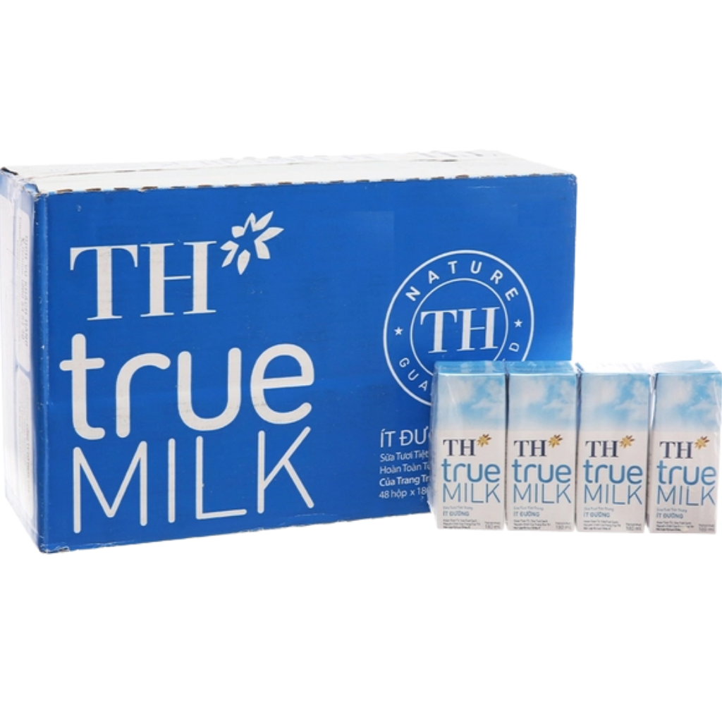 Thùng 48 Hộp Sữa Tươi TH true MILK Ít Đường 180ml
