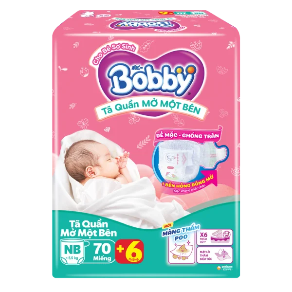 Tã Dán Sơ Sinh Bobby Size Newborn 70 Miếng (0-5kg)