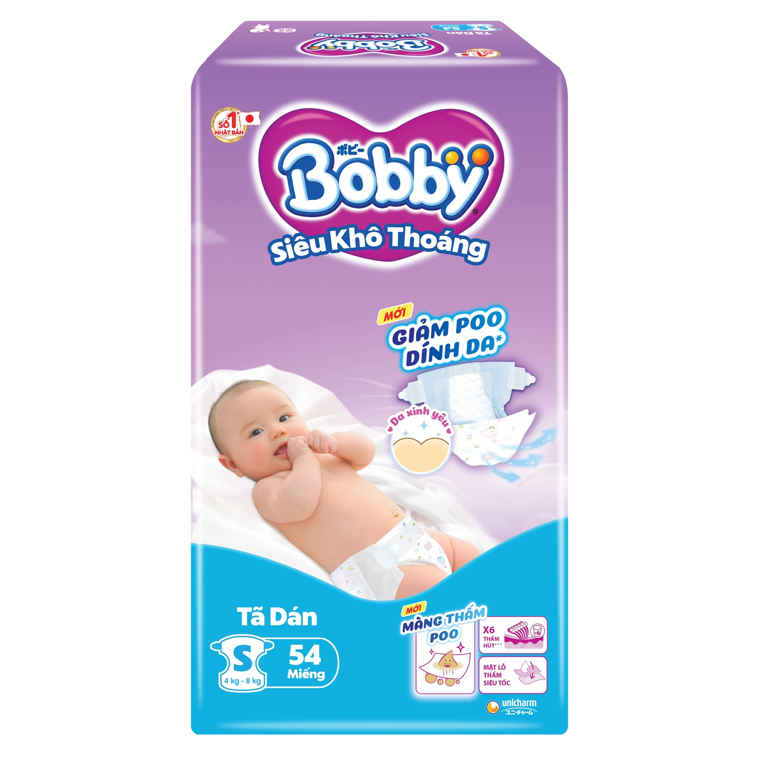 Tã Dán Bobby Size S 54 Miếng (4-8kg)