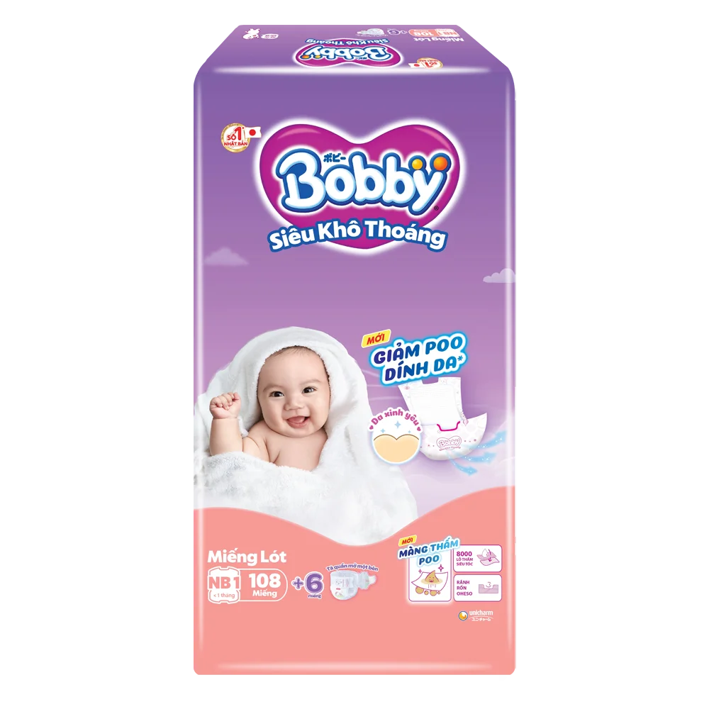 Miếng Lót Sơ Sinh Bobby Newborn 1 108 Miếng (Dưới 5kg)