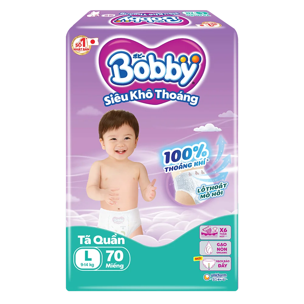 Tã Quần Bobby Size L 70 Miếng (9-14kg)