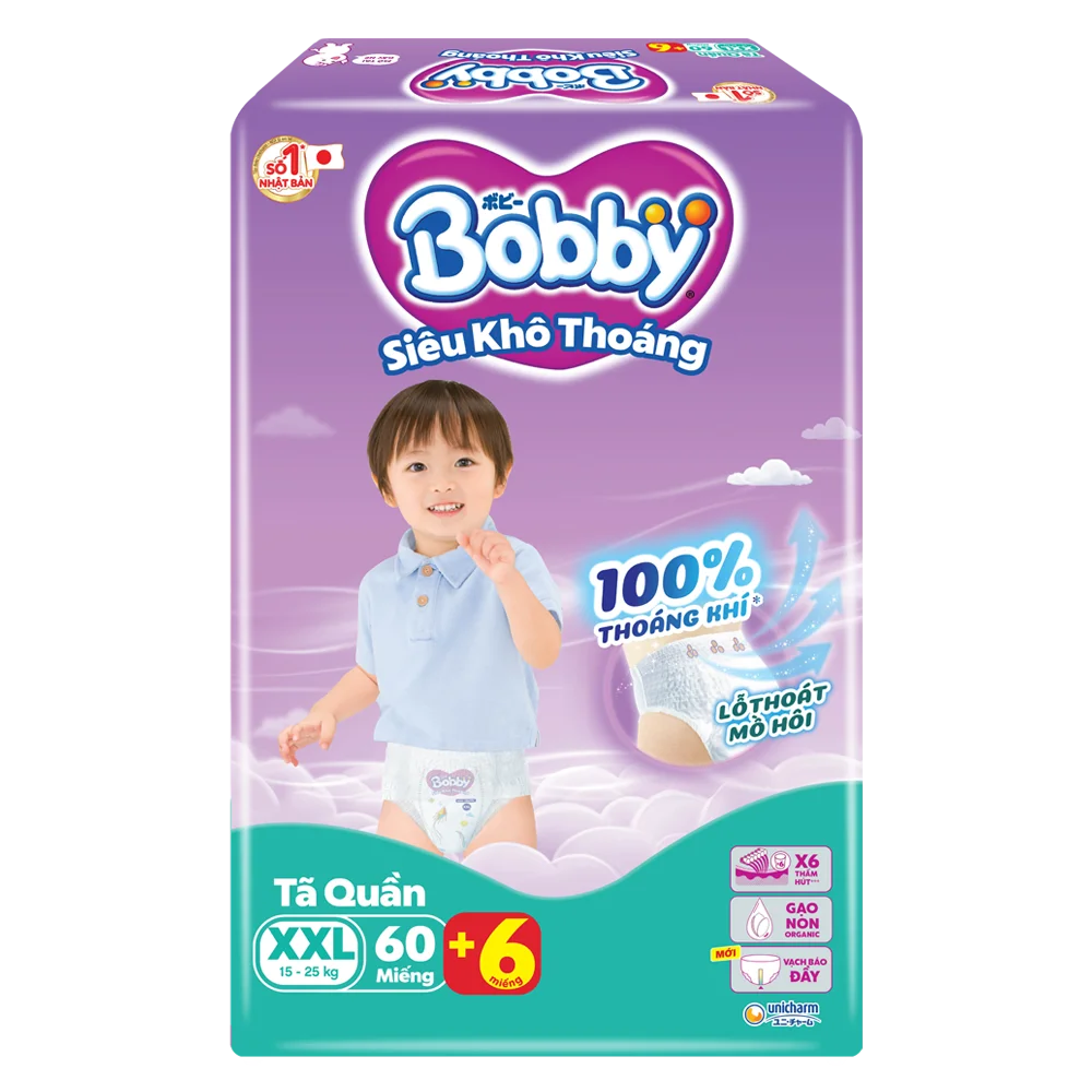 Tã Quần Bobby Size XXL 60 Miếng (15-25kg)