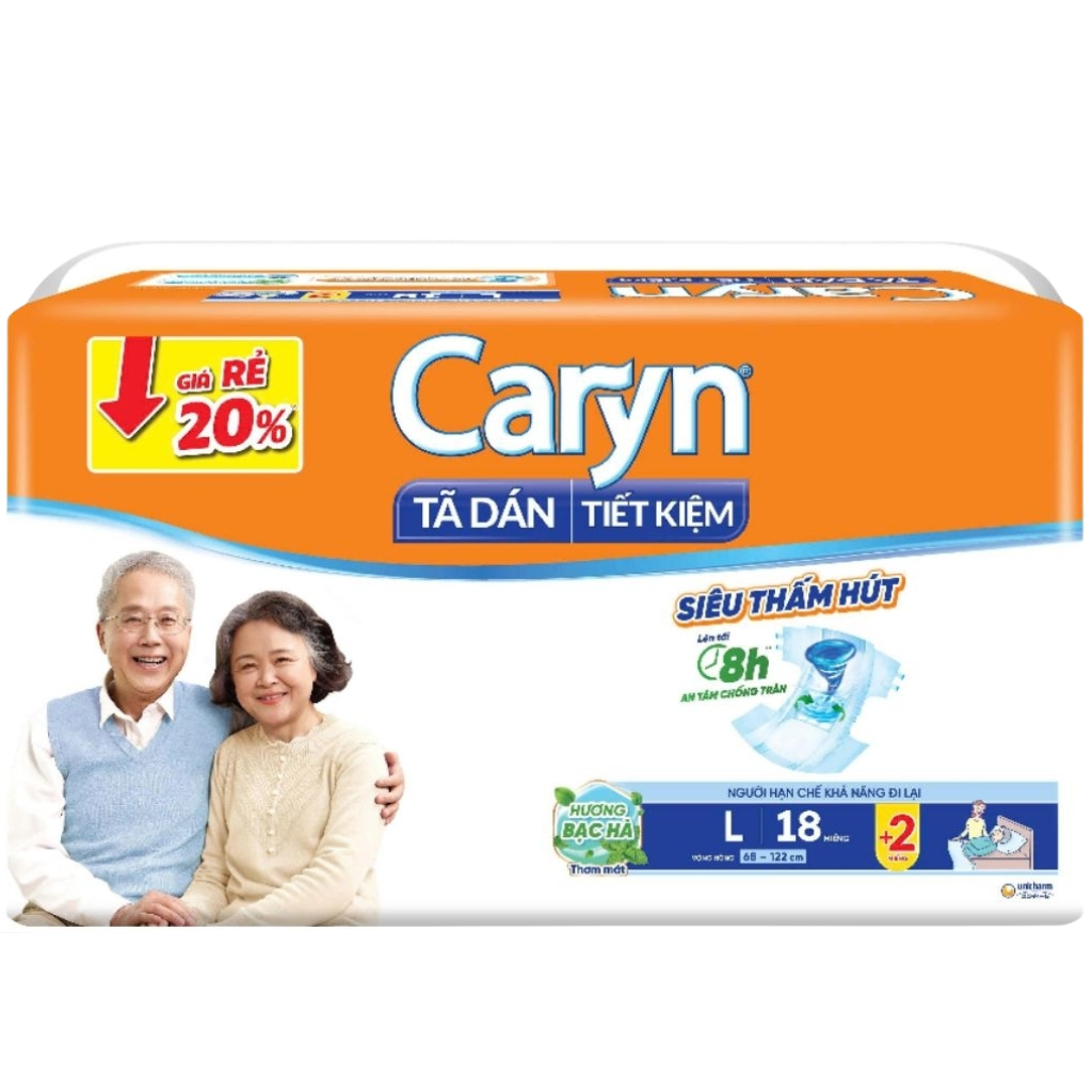 Tã Dán Người Lớn Caryn Size L 18 Miếng Màu Cam