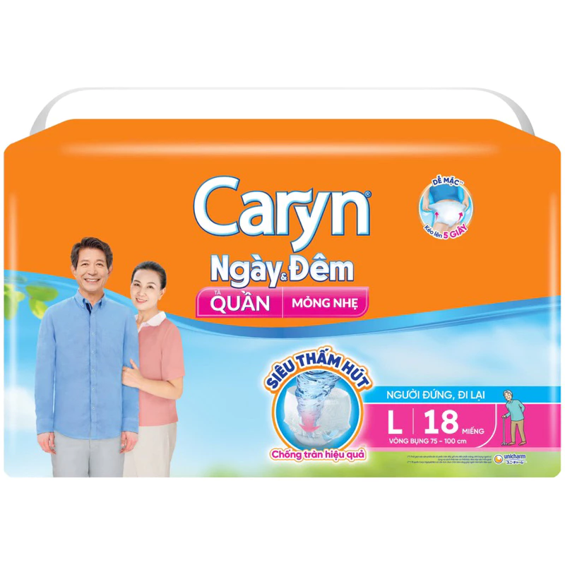 Tã Quần Caryn Size L 18 Miếng Cam