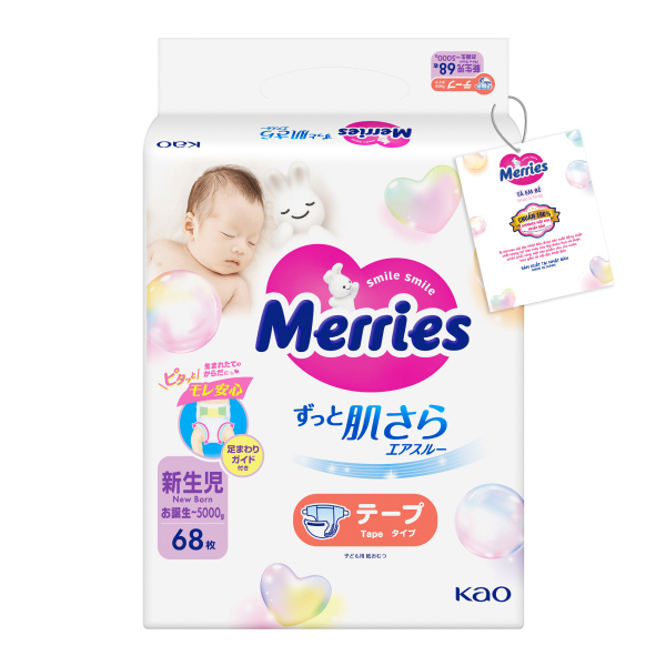Tã Dán Merries Size NB 68 Miếng (Dưới 5kg)
