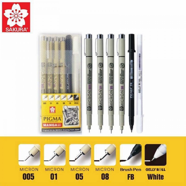 Set Bút Viền Micron Pigma Manga - 6 Bút