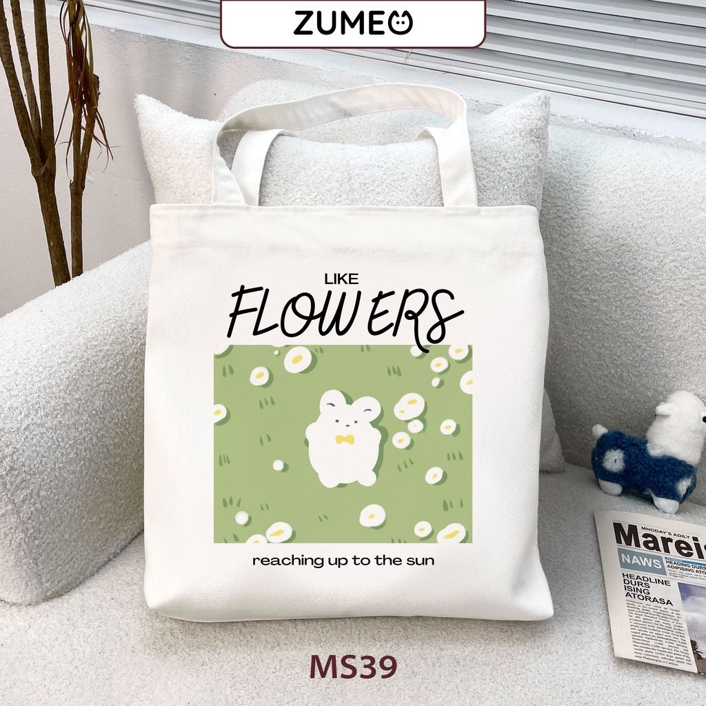 Túi tote, túi vải canvas Zumeo - Thỏ Xanh MS39