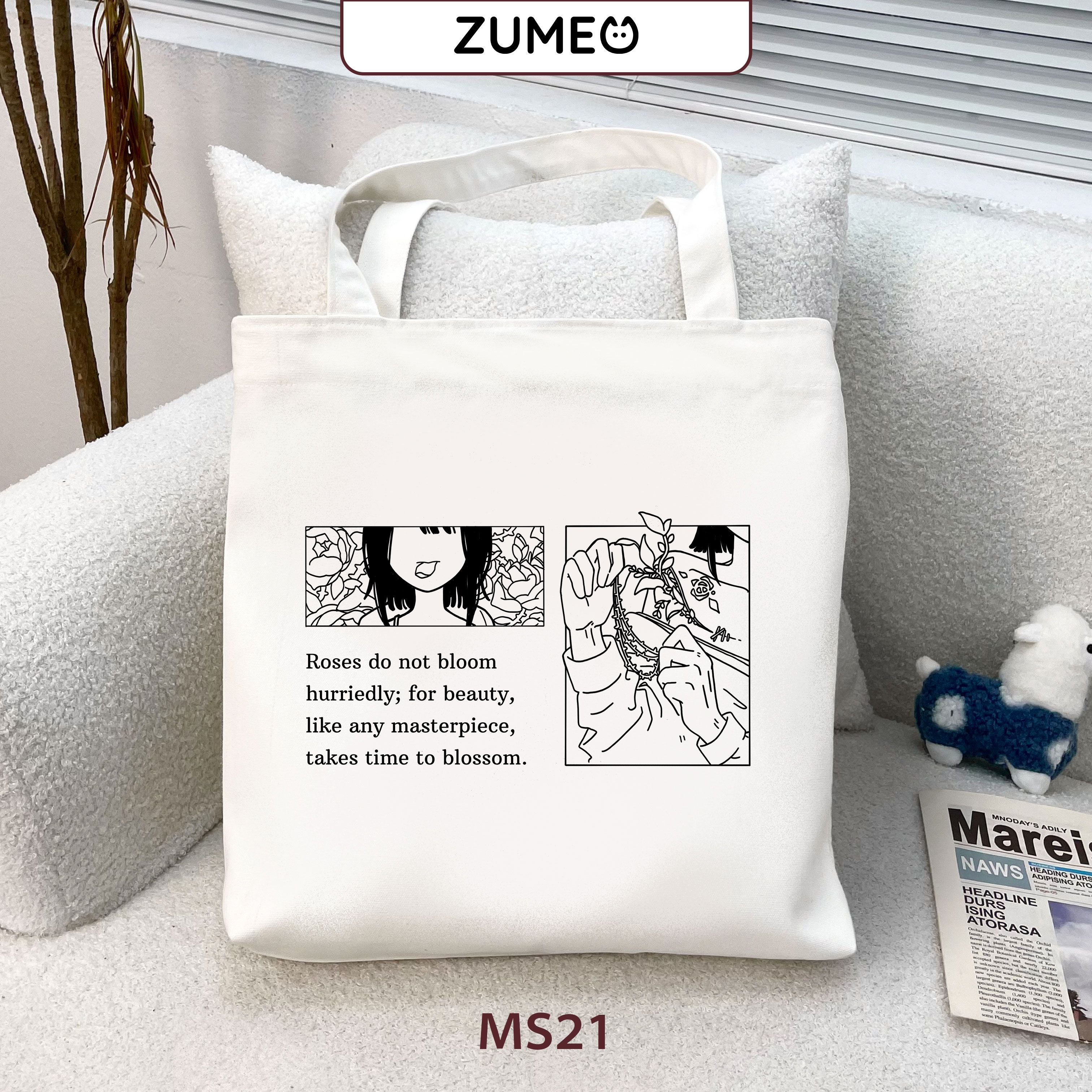 Túi tote, túi vải canvas Zumeo MS21 Rose