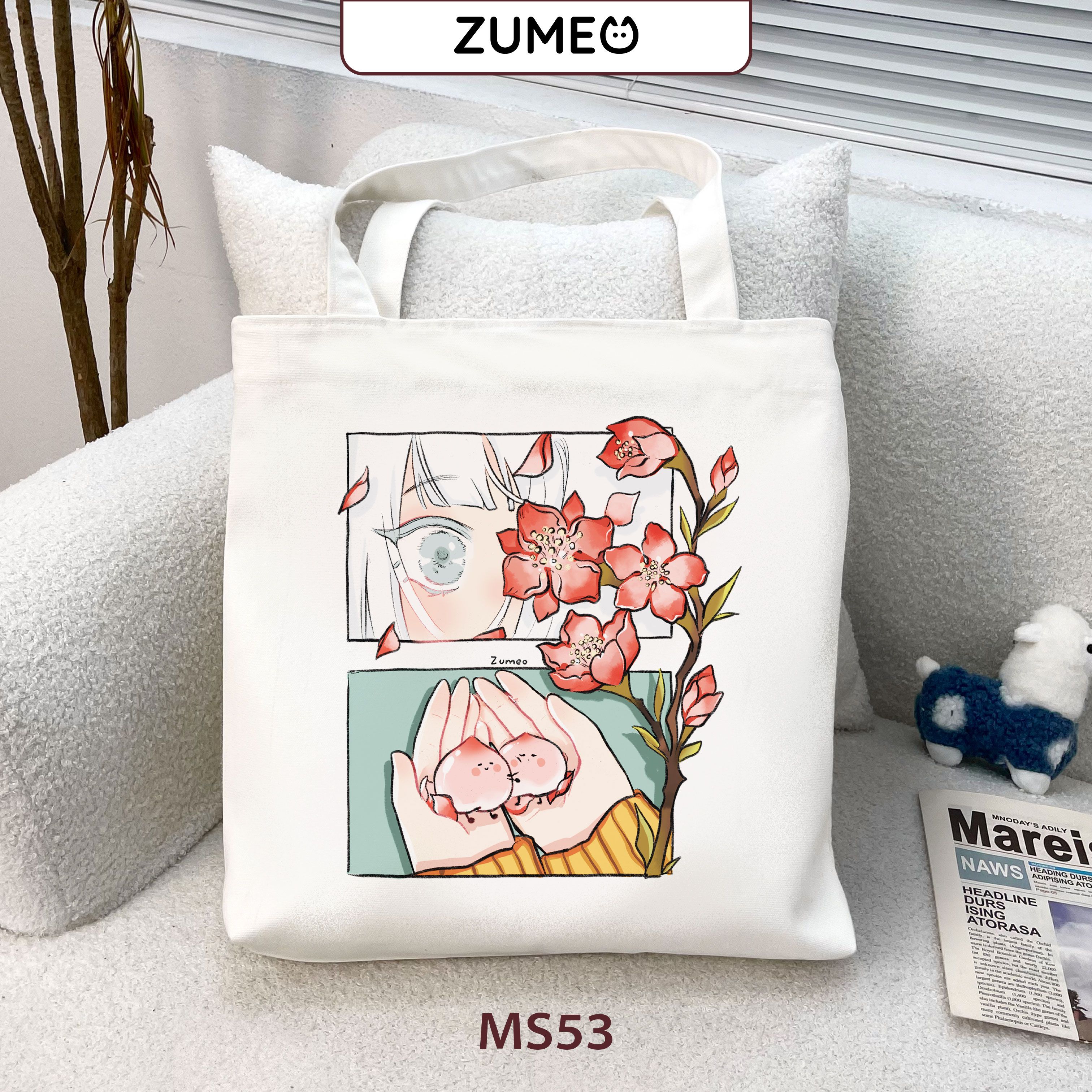 Túi tote, túi vải canvas Zumeo MS53 Hoa Đào 1